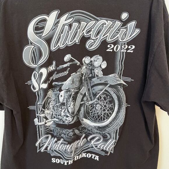 Sturgis 2022 82nd Motorcycle Rally T-Shirt Black Grayscale Mens XL Short Sleeve - Picture 2 of 8
